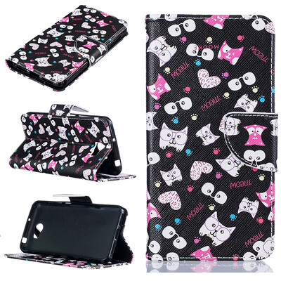 

Black cat Design PU Leather Flip Cover Wallet Card Holder Case for HUAWEI Y5 II