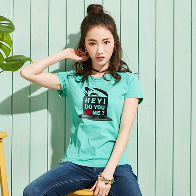 

Semir T-shirt summer Korean version of the cotton round neck T fun printing primer shirt 12216000043 dark blue
