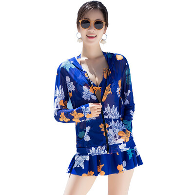 

Санки (SANQI) купальник дамы пальто солнцезащитный крем одежды вне бикини бикини с длинными рукавами пляж пляж блузка 17101 синий и синий L код