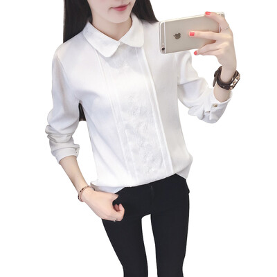 

Longyue Women&39s College Wind Dolls Shirt Shirt Tops Embroidery Wild Corduroy Bottom Shirt LWCC172302 White M