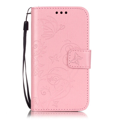 

Pink Flower Design PU Leather Flip Cover Wallet Card Holder Case for SAMSUNG J1