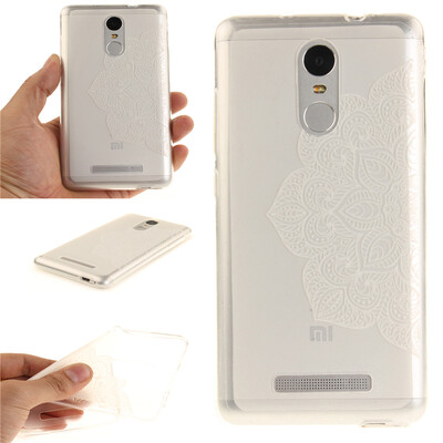 

Half white flowers Pattern Soft Thin TPU Rubber Silicone Gel Case Cover for XiaoMi RedMi Note3