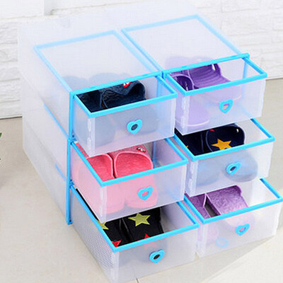 

Qing Wei transparent shoe box thick drawer combination of plastic storage box female models 6 loaded blue