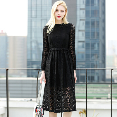 

Длинное утро 2017 Корейский длинная юбка мода большой размер свободные свободные рукава длинные рукава платье лето S71R0528A10M черный M