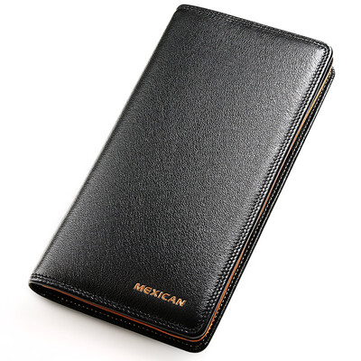 

Мужская черный кожаный бумажник длинный участок головы тонкого слоя пугало мексиканских мужчин бумажник мужчины MNY30691M-02 Black