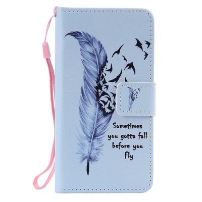 

Blue Feather Design Кожа PU откидной крышки Кошелек Карты Держатель чехол для SAMSUNG A310 A32016