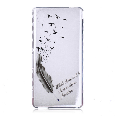 

Feathers and birds Pattern Soft Thin TPU Rubber Silicone Gel Case Cover for SONY Xperia M4 Aqua