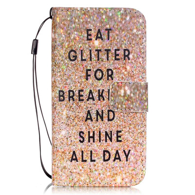 

Glittering PU Leather Flip Cover Wallet Card Holder Case for Iphone 7
