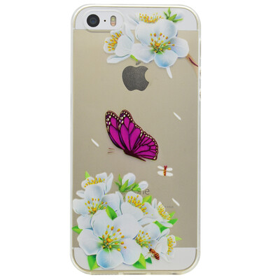 

Purple Butterfly Pattern Soft Thin TPU Rubber Silicone Gel Case Cover for IPHONE 5/5S/5SE