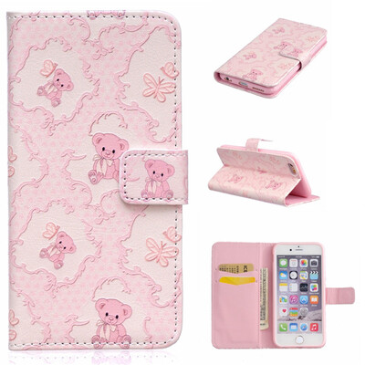 

Медвежонок Дизайн Кожа PU откидная крышка бумажника карты держатель чехол для IPHONE 6 PLUS/6S PLUS