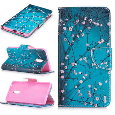 

Plum blossom Design PU Leather Flip Cover Wallet Card Holder Case for Nokia 6