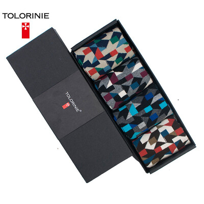 

【Jingdong Supermarket】 TOLORINIE casual men's socks combing cotton geometrical men's socks spring and summer thin section short socks [4 double] K7134M0011