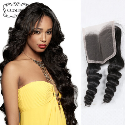 

Природные черные перуанские Loose Wave Clace CCollege Перуанские волосы Virgin Loose Wave Закрытие человеческих волос Перуанская свободная волна