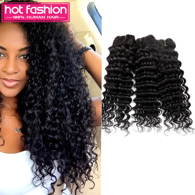 

8A Brazilian Deep Wave Virgin Hair 3 Bundles Wet And Wavy Virgin Brazilian Hair 1B Cheap Peerless Virgin Hair Bundle Deals