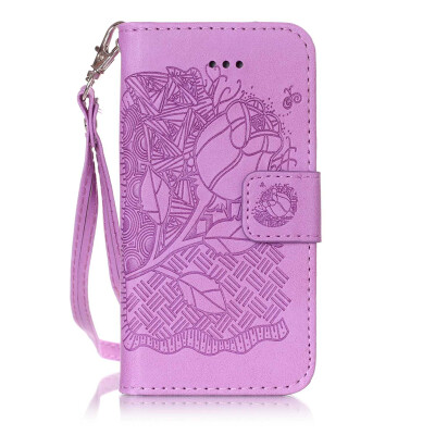 

Purple Rose Design PU Leather Flip Cover Wallet Card Holder Case for IPHONE 6S