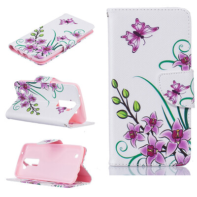 

Pink butterfly Design PU Leather Flip Cover Wallet Card Holder Case for LG K7K8