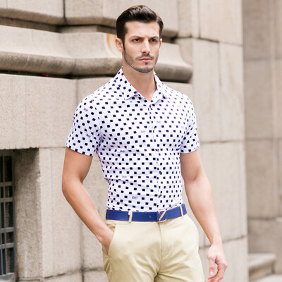 

SHENGUI мужская рубашка отложной воротник хлопок-шелк