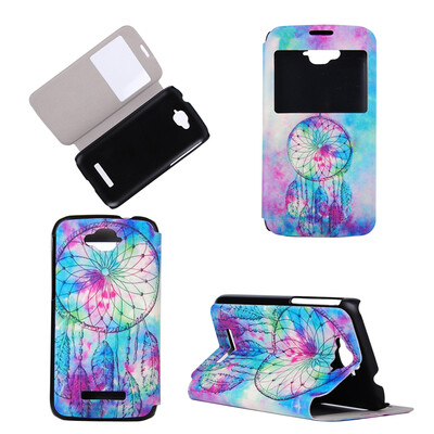 

Розовый Dreamcatcher Дизайн Кожа PU откидной крышки Кошелек для карты памяти чехол для Alcatel One Touch Pop C7