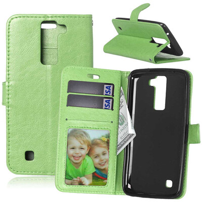 

Зеленая классическая флип-обложка с функцией подставки и слотом для кредитных карт для LG K8