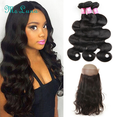 

360 Lace Frontal With 3 Bundle 8A Malaysian Body Wave Bundles With Pre Plucked 360 Lace Frontal Closure With Bundles Human Hair