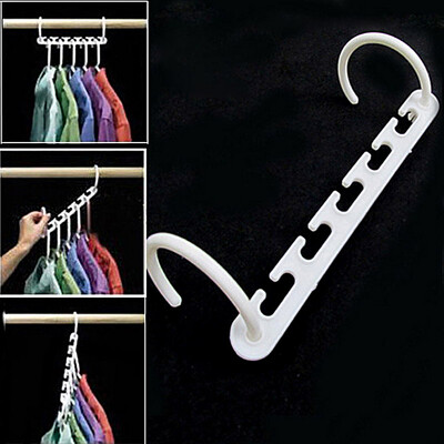 

8pcs White Practical Clothes Hanger Rack Wardrobes Closet Clothing Hook Tool