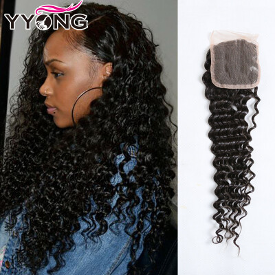 

1Pc Malaysian Wave Closure 4"X4" Lace Closure Malaysian Deep Wave Virgin Hair Top Lace Closure YYONG Company Swiss Lace Closure