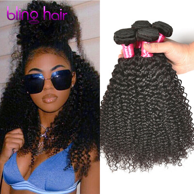 

Bling Hair Brazilian Virgin Hair Kinky Curly 4 Bundles 7A Grade 100 Unprocessed Human Hair Weave