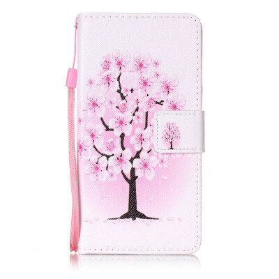 

Peach Blossom Design PU Leather Flip Cover Wallet Card Holder Case for Wiko Lenny 2