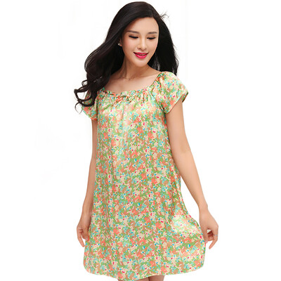 

Jingdong supermarket Shanghai story STORY Of SHANGHAI Ms silk pajamas summer comfortable night skirt dress sleeves silk silk home uniform