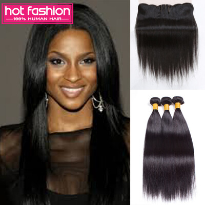 

Бразильские прямые волосы с фронтальным 3-мя пучками 8А Бразильские волосы Девы с лобными горячими продуктами для волос со связями