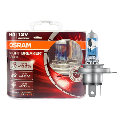 

OSRAM OSRAM car light bulb headlamps near light high beam halogen lamp laser night traveler limited edition H4 brightening 130 color temperature 4300K ​​2 support
