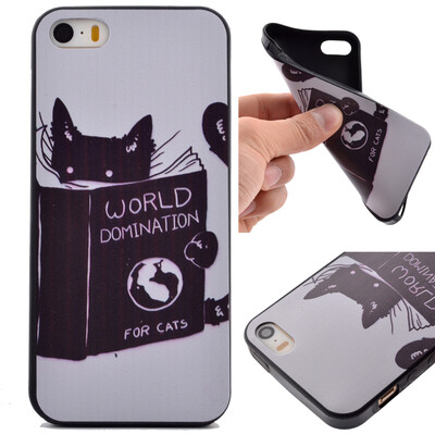 

Cat Pattern Soft Thin TPU Rubber Silicone Gel Case Cover for IPHONE 55S5SE