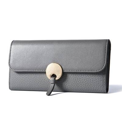 

DOODOO first layer of leather women's wallet long section Japan and South Korea fashion simple personality cowhide wallet students thin money wallet female D6636 taro purple