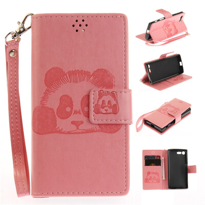 

Pink Panda Style Embossing Classic Flip Cover with Stand Function and Credit Card Slot for SONY Xperia X Compact/X Mini