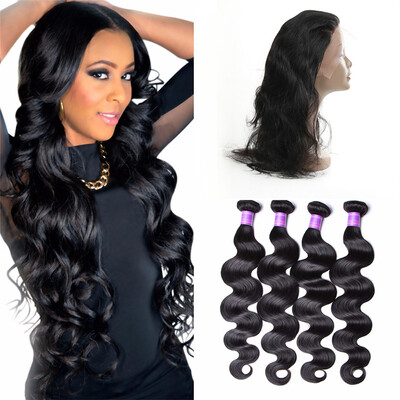 

360 Lace Frontal Closure With Bundles Body Wave 8A Mink Brazilian Virgin Hair Body Wave With Closure 2 3 Bundles With Closure