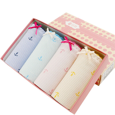 

[Jingdong supermarket] red beans (hongdou) underwear ladies underwear 4 soft cotton waist winds stripes printing triangular pants four-color group 175/95