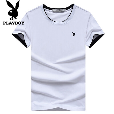 

Playboy PLAYBOY футболка мужская мода случайные короткими рукавами вокруг шеи футболку сплошной цвет 17001PL1917 Белый 3XL
