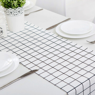 

FOOJO rich tablecloth thickening simple modern coffee table dining table cloth 90 140cm white grid