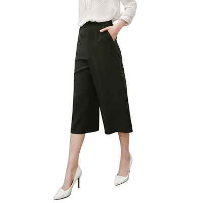 

Antarctic nanjiren casual pants female simple wild wide leg pants fashion nine points pants female models black M 16068