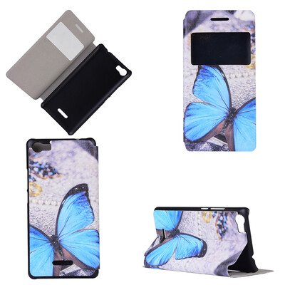

Blue Butterfly Design Кожа PU откидной крышки Кошелек для карты памяти Чехол для Wiko Fever