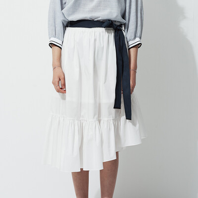 

Mind Bridge 2017 весна и лето новый корейский женский чистый цвет лист лотоса Пэн Пэн юбка темперамент дамы половина юбка MRSK323A оригинальный белый M