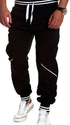 

New mens pants casual contrast color splice sports