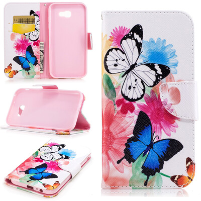

Two Butterflies Design PU Leather Flip Cover Wallet Card Holder Case for SAMSUNG Galaxy A7 2017