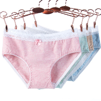 

Ms. Yu Zhaolin underwear female cotton inner lace sexy color cotton women's shorts in the low waist triangle underwear 1016 four gift box uniform