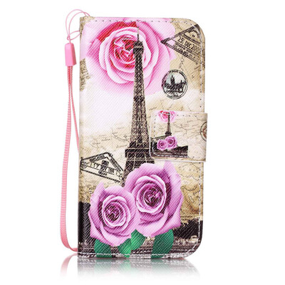 

Flower Tower Design PU Leather Flip Cover Wallet Card Holder Case for Apple iPhone SE