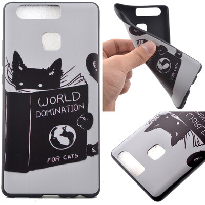 

Cat Pattern Soft Thin TPU Rubber Silicone Gel Case Cover for HUAWEI P9