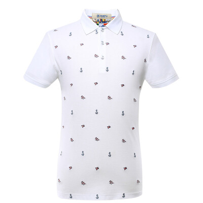 

Jane (JIANPU) wild lapel short sleeve t-shirt business casual Slim half-sleeved polo shirt thin white 175 /  JDT6480166