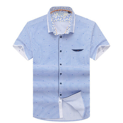 

Джейн (JIANPU) хлопок с короткими рукавами мужская рубашка корейская версия Slim досуга дикий полуспальник синий и синий 42 JDC6141161