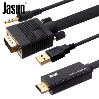 

JASUN VGA to HDMI conversion cable 2 meters high-definition TV monitor line Notebook desktop TV projector support 1080P JS-086