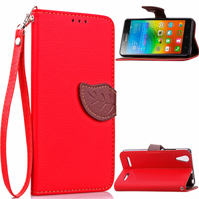 

Red Design PU Leather Flip Cover Wallet Card Holder Case for Lenovo K3 Note